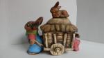 zajíc a vozík,velikonoční keramická dekorace