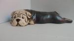 pes buldog,keramická zahradní dekorace